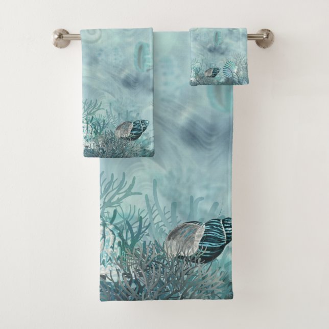 Sea shells Composition Bath Towel Set (Insitu)