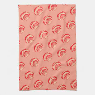 Sea shells - coral and peach kitchen towel