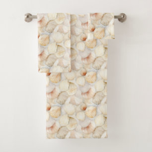Sea Shells Cream Sand Ivory Beach Bath Towel Set