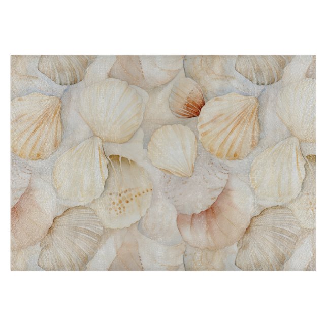 Sea Shells Cream Sand Ivory Beach  Cutting Board (Front)