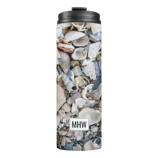 Sea Shells custom monogram tumbler (Front)