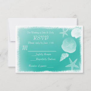 Sea Shells et Turquoise Green Beach carte RSVP