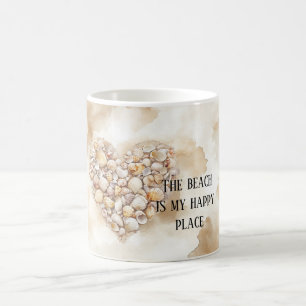Sea Shells Heart Beach Happy Place Coffee Mug