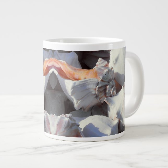 Sea Shells in sunlight and shadow Large Coffee Mug (Front Right)