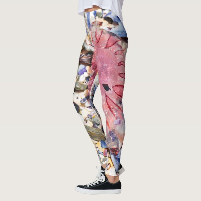 Sea Shells Jellyfish Ocean Beach View Leggings (Left)