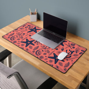 Sea shells  living coral background desk mat