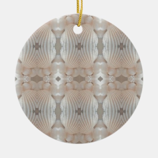Sea Shells Love, Romantic Exotic Tropical Bridal Ceramic Ornament (Front)