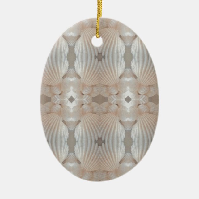 Sea Shells Love, Romantic Exotic Tropical Bridal Ceramic Ornament (Front)