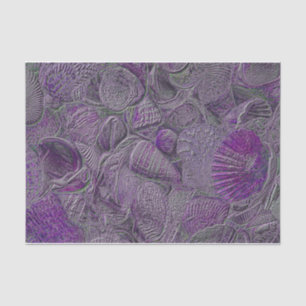 Sea Shells Ocean Beach Purple Grey Metallic Tissue Paper