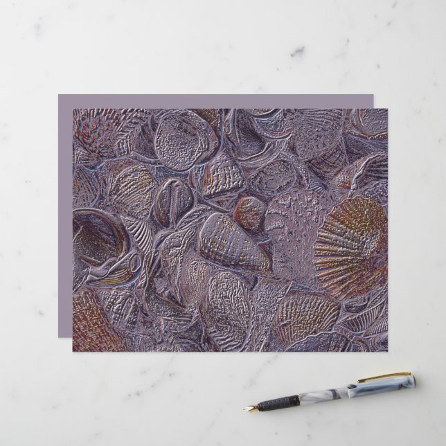 Sea Shells Ocean Beach Purple Metallic Design (Front/Back In Situ)