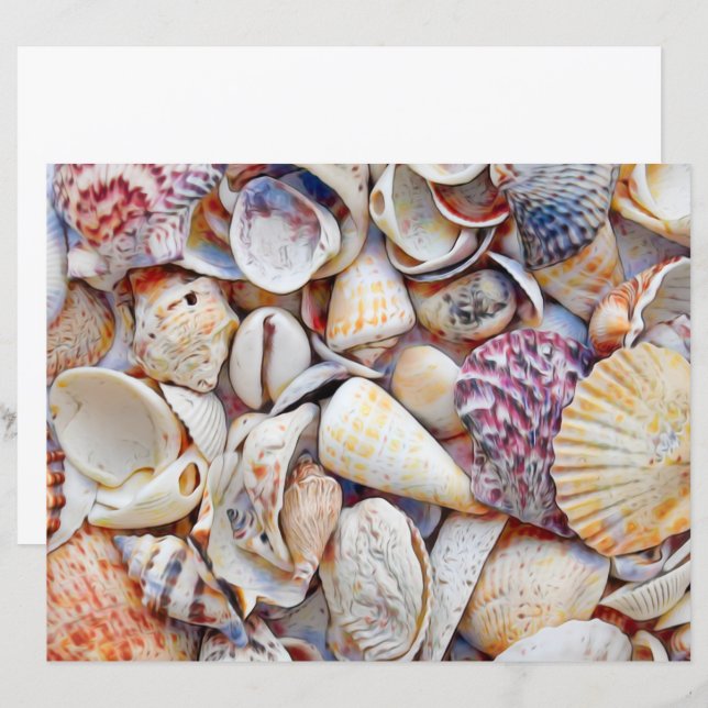 Sea Shells Ocean Beach Watercolor Decoupage (Front/Back)