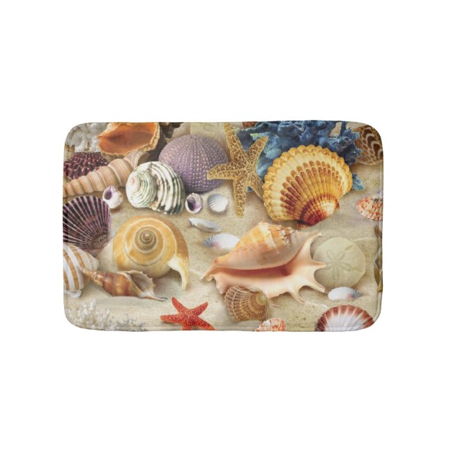 Sea shells on beach bath mat (Front)