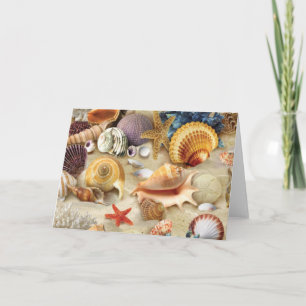 Sea shells on beach card