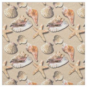Sea Shells on Beach Sand Fabric