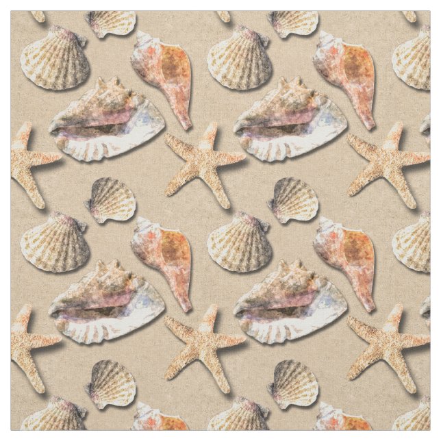 Sea Shells on Beach Sand Fabric (Swatch)