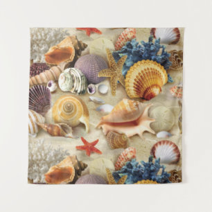 Sea shells on beach tapestry