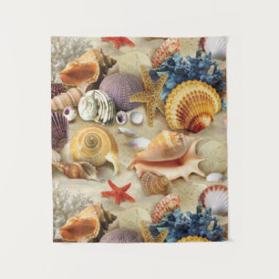 Sea shells on beach tapestry