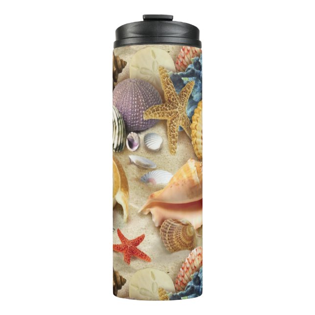 Sea shells on beach thermal tumbler (Front)