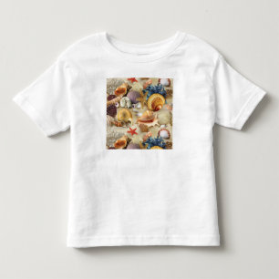 Sea shells on beach toddler t-shirt