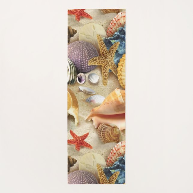 Sea shells on beach yoga mat (Back)