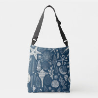 Sea shells on  dark blue
