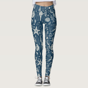 Sea shells on  dark blue leggings
