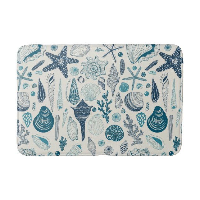 Sea shells on  off white bath mat (Front)