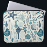 Sea shells on  off white laptop sleeve<br><div class="desc">Hand-drawn vector pattern with sea shells</div>