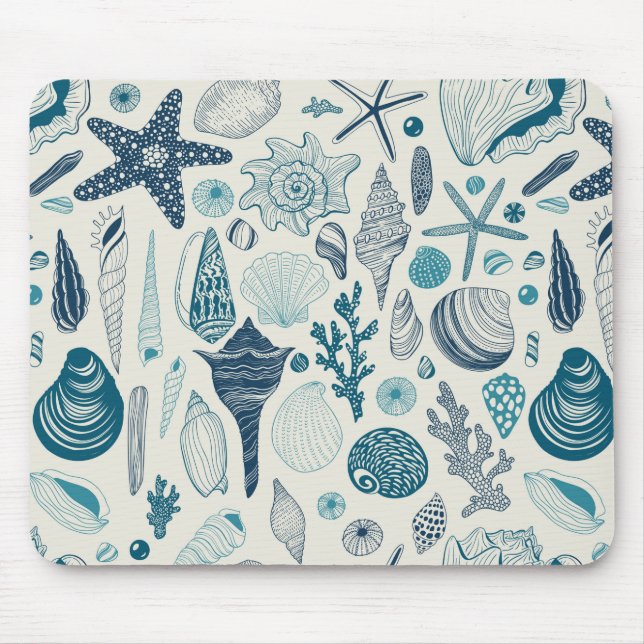 Sea shells on  off white mouse pad (Front)
