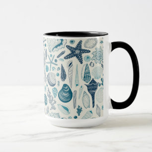 Sea shells on  off white mug