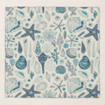Sea shells on off white scarf<br><div class="desc">Hand-drawn vector pattern with sea shells</div>