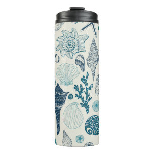 Sea shells on off white thermal tumbler