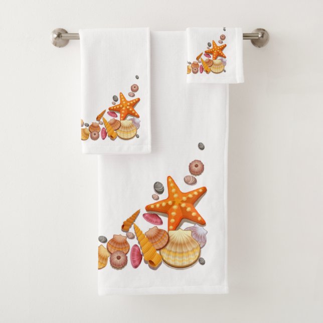 ‘’Sea Shells  ‘’ Original  Bath Towel Set (Insitu)