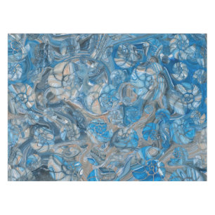 Sea shells pattern marble beach tablecloth