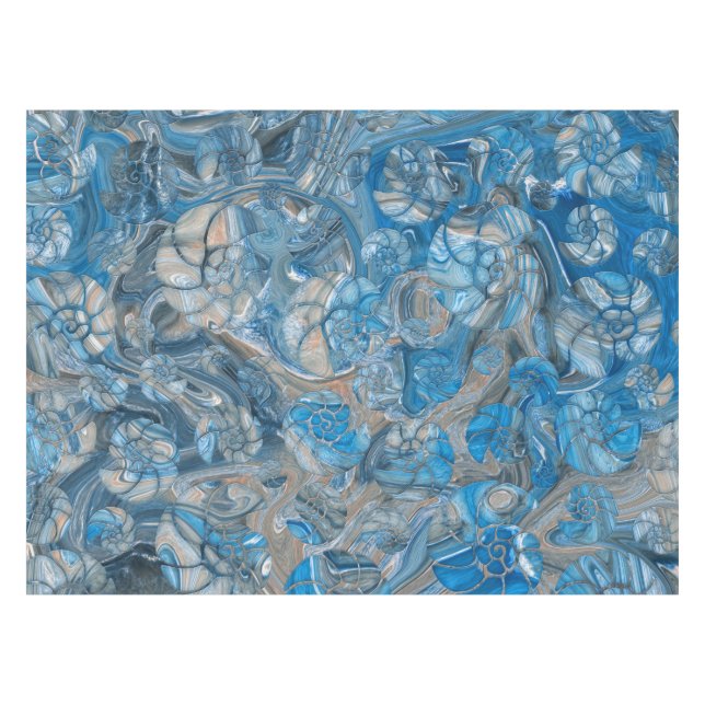 Sea shells pattern marble beach tablecloth (Front (Horizontal))