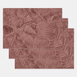 Sea Shells Rose Gold Ocean Beach Elegant Decoupage Wrapping Paper Sheet