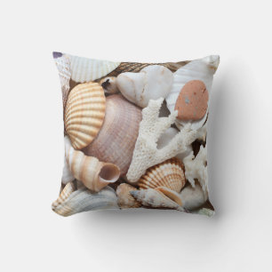 Sea Shells Stones Coral Background Throw Pillow