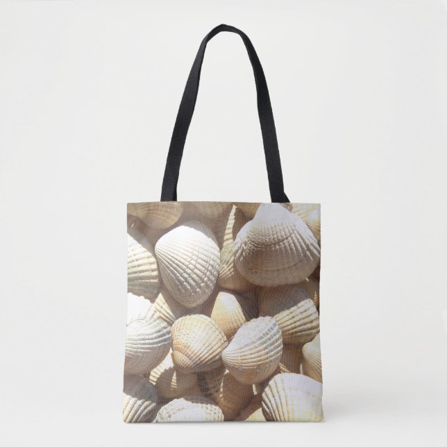 Sea Shells, Summer Beach Exotic Tropical Tote Bag (Front)