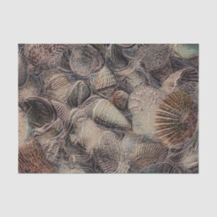 Sea Shells Vintage Metallic Ocean Beach Decoupage Tissue Paper