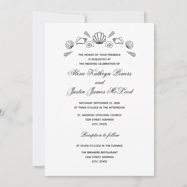 Sea Shells - Wedding Invitation (Front)