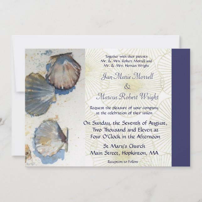 Sea Shells Wedding Invitation (Front)