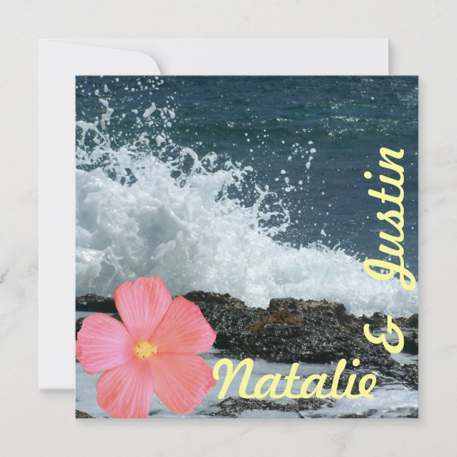 Sea Shore and Hibiscus Tropical Save the Date (Front)