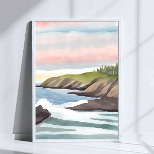 Sea Shore   Coastal Watercolor Painting Poster