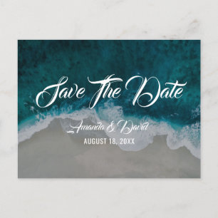 Sea Shore Destination Beach Wedding Save The Date Announcement Postcard