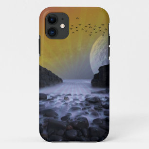 SEA SHORE ROCK COAST VINTAGE MOON SUNSET NATURE   iPhone 11 CASE