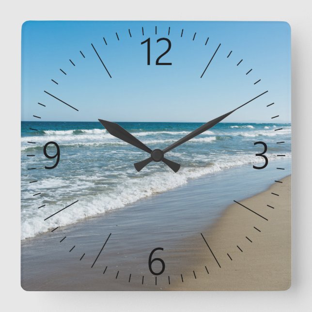 Sea shore square wall clock (Front)