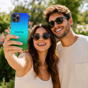 Sea & Sky Blue and Green Gradient Add Name Samsung Galaxy Case