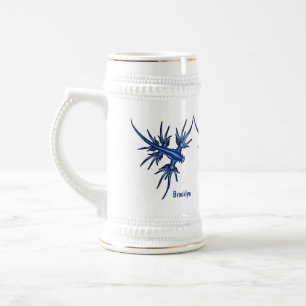 Sea slug blue dragon illustration beer stein