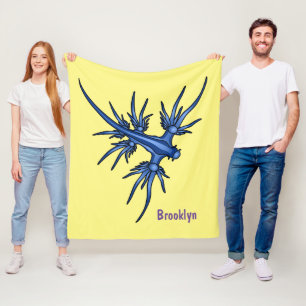 Sea slug blue dragon illustration fleece blanket