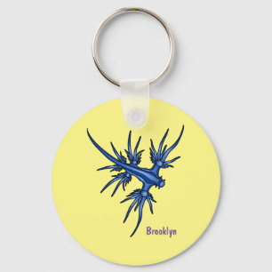 Sea slug blue dragon illustration keychain